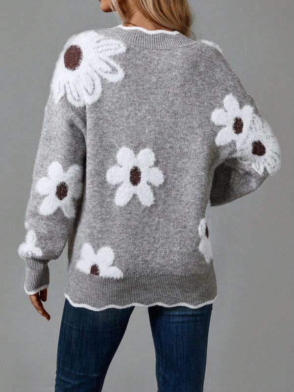 Thea Floral V-Neck Sweater